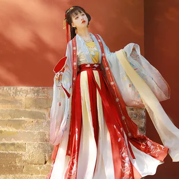 Рокля Hanfu Женски / женски китайски стил, червено елегантна Hanfu, в древната китайска традиционна дрехи, костюми за народни танци