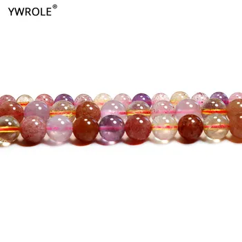 Най-добрите 100% естествени перли Super Seven Crystal от кръгъл камък за изработка на бижута, гривни-колие Направи си сам