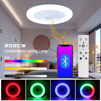 28 W RGB Димиране Музикален Тавана лампа С Дистанционно Управление плафониери AC110-265V за Домашно Bluetooth-динамиката на светлинното Устройство