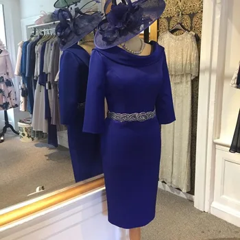 vestido de madrinha 2023 Кралския син цвят, рокли за майката на Булката, бродирани с мъниста, Кристал колан, Сватбени и вечерни рокли, абитуриентски