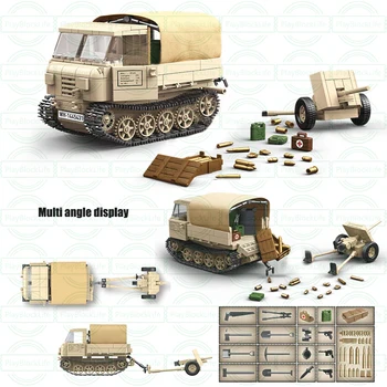 Военната серия Rso/01 Втората световна война, 37-мм противотанково артилерия, Класическа са подбрани модел, Строителни блокове, Тухли, Играчки, подаръци
