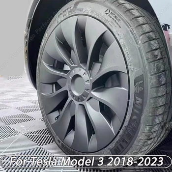 Капачката на главината 4ШТ, замяна на кутията колела, 18-инчови авто капачка, пълно покритие, с Аксесоари за Tesla Model 3 2018-2023