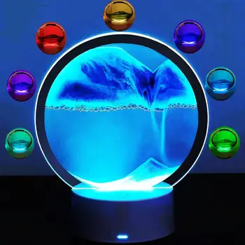 Led RGB лампа с пясъчен пейзаж на 3D Рамка за изготвяне на движещ се пясък лека нощ с 16 цвята Осветление на пясъчен часовник 3D Дълбоководно дисплей 