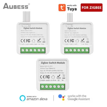 Aubess Sasha Wifi / Zigbee Mini Smart Switch 2/3/4 група Поддържа двустранно управление чрез Smart Life Алекса Google Home Yandex Алис