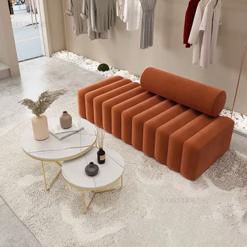 Адаптивни цвят на Стол с облегалка от скандинавски тъкани, мебели за хола, столче за преобличане на обувки, Минималистичная Модерна пейка, стол за спални