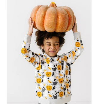 Тениски за малки момичета и момчета, пуловери с дълги ръкави във формата на тикви за Хелоуин, Есенни блузи