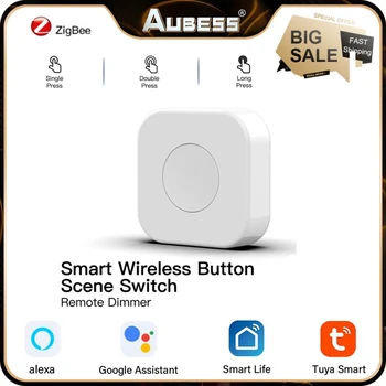 Мини бутон на Hristo ZigBee Smart Scene Switch Безжичен ключ, с възможност за свързване на няколко сцени Бутон, управление с едно докосване работи с Smart Life