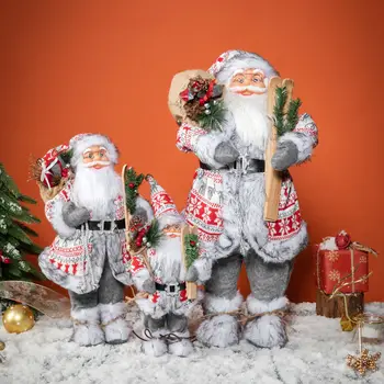 Коледна Украса Дядо Коледа Бял Плюшен Коледна Кукла Навидад Натал Коледен Подарък Играчка Нова Година 2023 Коледна Елха Начало декор