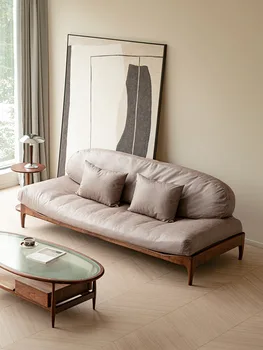 Текстилен диван в Ретро стил От Черен Орех, Проста и Модерни Мебели За Дневна