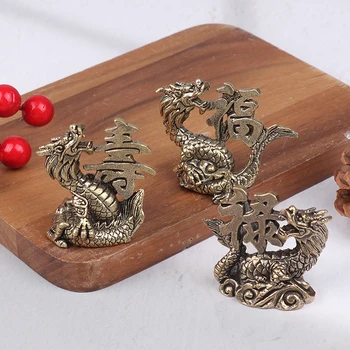 1бр Чист Месинг Китайски Митични Животни, Статуи на Дракони Миниатюрни Старинни Бижута с Дракони Декор на Фън Шуй Подаръци
