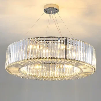 Луксозна модерна кристален полилей за хол, с голяма кръгла окачен лампа, интериор за спални, трапезария, led лампа cristal