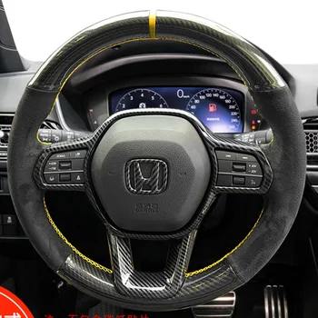 За Honda Civic 11 XI 2021-2022 Crv Accord 2023 Зашити на Ръка нескользящая замшевая Покриване на Волана на колата е от Въглеродни Влакна