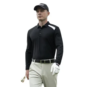 Облекло за голф PGM, мъжка тениска с дълъг ръкав, есенно-зимния спортен костюм с топката, дрехи с контрастиращи вложка, риза поло, аксесоари за голф