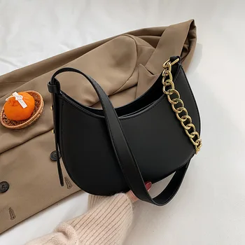 Модерна чанта на верига, женствена чанта на подлокотнике от изкуствена кожа, ретро чанта през рамо, дизайнерска дамска чанта за всеки ден.