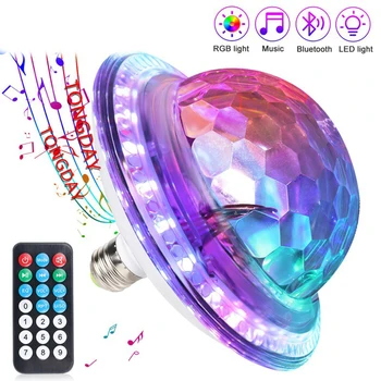 Лампа E27 Magic Ball Lamp LED Цветни Музика Дискотека Етап Ночники Smart Bluetooth Високоговорител Музикален Тавана Лампа за Декор KTV