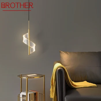 Латунная подвесная полилей BROTHER LED 3 на цвят Златни, Медни висящи лампи за модерен декор на дома Хол спалня