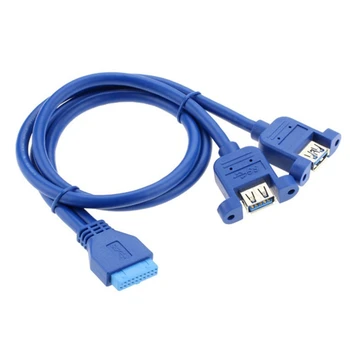 Blau 0,5 m USB 3.0 Motherboard 20pin zu USB 3.0 Dual Ports A buchse kabel 50cm mit schraube Montieren Typ 20CM 50CM