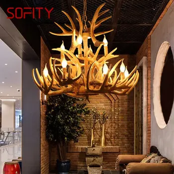Модерни полилеи вентилатори SOFITY с оленьими рога, креативен дизайн, Висящи лампи за домашен интериор трапезария