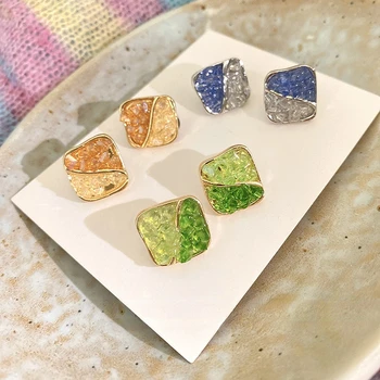 Цветни кристални обеци-карамфил за жени и момичета, Корейски Геометрични обеци Сватба парти Модни бижута Аксесоари за Подарък на Едро