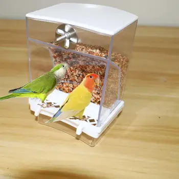 Автоматичен фидер на птици, голям Прозрачен ясла за птици в клетка, Автоматичен контейнер за храна за папагали, подвесная а за най-малките