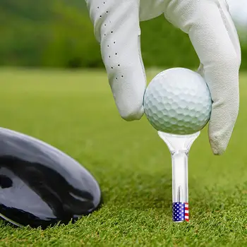 20 Броя Тениски за голф са Нечупливи, които намаляват Триенето на Пластмасови 83 мм с принтом на американския Национален флаг, Прозрачни, за Многократна употреба, със странично завъртане, Дълги