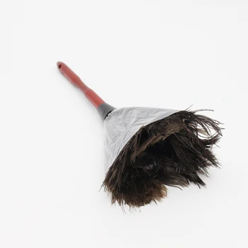 Мека четка за избърсване на прах от естествени страусиных пера с дървена дръжка, антистатична почистваща инструмент, инструменти за почистване на домакински мебели