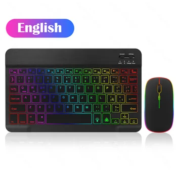 Безжична комбинирана клавиатура и мишка с цветна подсветка и ергономичен дизайн, мишка с резолюция от 1200 dpi за преносим КОМПЮТЪР, настолен компютър
