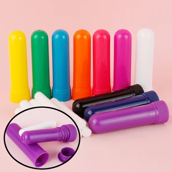 20-200 комплекти цветни пластмасови пръчки за назални инхалатори, приготвени за парфюми висококачествени сменяеми хлопковыми восък със за етерично масло.