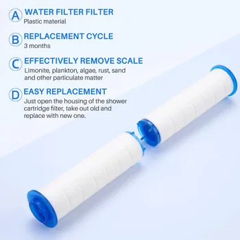 Заменяеми филтър за душ от 10 бр. за твърда вода - филтър за вода за душ с висока производителност за отстраняване на хлор и флуор