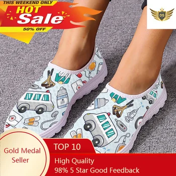 Модерен Медицински Комплект Печат Лека Дишаща Летни Обувки Мека Подметка Обувки Медицинска Сестра Обувки