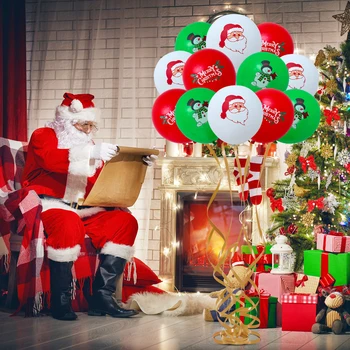 12шт Латексови Балони Дядо Коледа Лосове Коледна Елха Балони за Коледно парти Коледна Украса за Дома 2022 честита Нова Година 2023