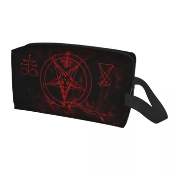 Чанта за тоалетни принадлежности Baphomet Leviathan Cross за жени Devil Satanic Cosmetic Makeup Organizer За съхранение на женската козметика Dopp Box Kit