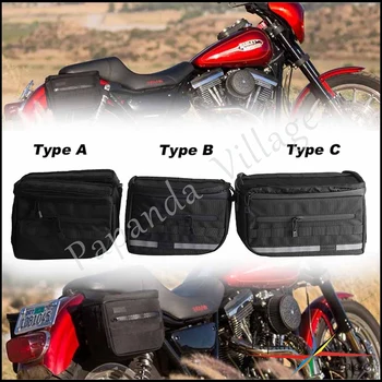 Задната седельная чанта, Страничен джоб за седла, Пътни чанти за съхранение на багаж, Т-образна дръжка, чанта за Softail на Harley Dyna Sportster Universal