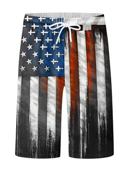 Мъжки патриотични плувни шорти с технологията Quick Dry и удобни джобове - идеална за летни плажни дни и партита на басейна