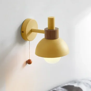 Модерен Стенен Лампа Macaron С Ключ За Монтиране На Стенни Лампи За Спалня Хол Баня Стълби E27 Вътрешен Лампа Блясък
