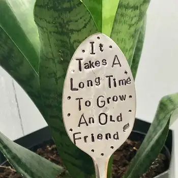 Лъжица подпечатан с етикет за растения, градински маркер, подарък за приятели, тя е устойчива против корозия полиран лъжица за растенията