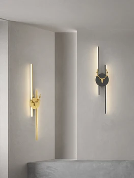 Луксозен стенен лампа Nordic се Използва за фон на стената на хола, прикроватной нощни шкафчета в спалнята, златни рога Без дистанционно управление, за декорация на дома