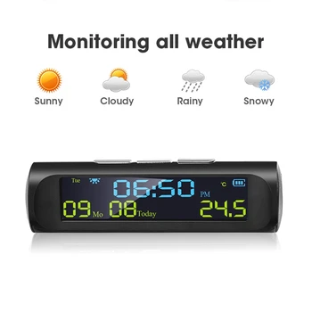 Автомобилни Слънчеви Цифров Часовник с LCD Дисплей, Време И Дата, Висока Температура В превозното средство, за Украса на Лични Детайли на Колата на открито A