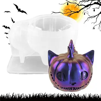 Форма от смола тиква за Хелоуин, силиконова форма за тиква с кошачьими уши, форми за свещи от тиква с лесно освобождаване, форми за декор за спалня и всекидневна
