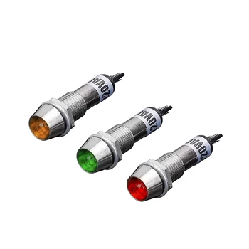 XD8-1 Малък източник на енергия Работен Светлинен сигнал Светодиоден индикатор за Червено/зелено/жълто 12V 24V 220V Отвор 8 мм и Метален корпус