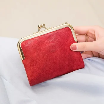 Нов моден тренд, всичко е чисто, червено, однотонная къса дамска чанта, дамски Ретро многофункционална чанта-клипса, мини-гънка