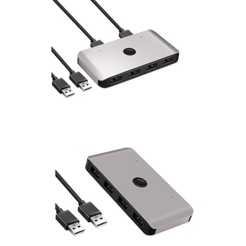 Rocketek 4-портов USB хъб с общ достъп Портове Usb 2.0 за 2 КОМПЮТЪРА и 4 устройства N2UB