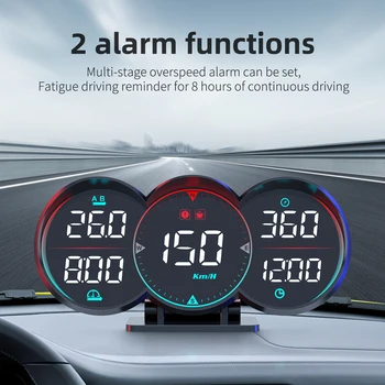 G17 HUD GPS Beidou Heads Up Дисплей LCD за измерване на Скоростта Измерител на наклона на Автомобила, Аларма за Температура на Водата Масло Превишена Скорост инструмент за Измерване на Скоростта