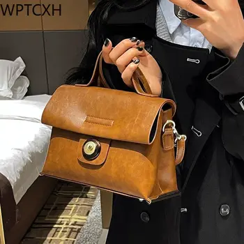 Дамска чанта Senior Sense Crossbody, ретро-малки чанти, Новата модерна чанта 2024 г., квадратна кожена чанта, дамска чанта през рамо