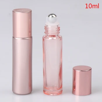 10 мл розов дебелото стъкло на ролка Етерично масло, празен флакон за парфюм, ролкови топчета за бутилки