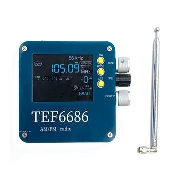 1 комплект Полнодиапазонного Приемник TEF6686 Радио TEF6686 Full FM/AM/къси вълни HF/LW Радио С Телескопична Антена Син Цвят