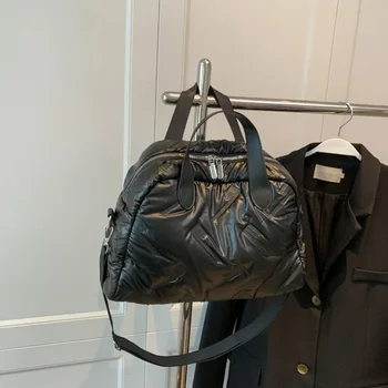 Дамски зимни чанти през рамо, големи пухени чанти, пуховик с памучна подплата, голяма модерна чанта през рамо, женски буйни клатч, Коледна чанта