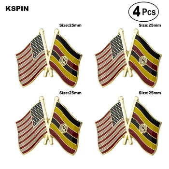 Иконата-брошка с флага приятелство САЩ и Уганда, значка на ревера, 4шт.