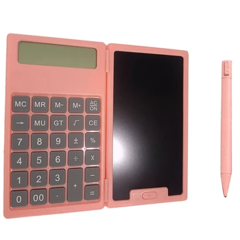 1 комплект научен калкулатор училищна сезон, сгъваем таблет, преносим таблет за бизнеса, офис, пластмаса, розов