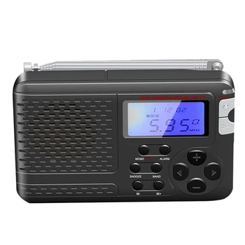 Многофункционално Радио с Антена Преносим LCD екран AM/FM/SW/TV Полнодиапазонное Радио (50/60 Hz) Акумулаторна батерия 3XAAA За съхранение радио